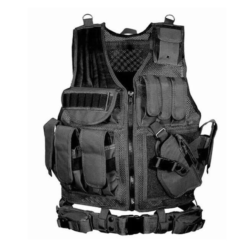 Tactical Vest - Durable Mesh Vest with Holster and Detachable Belt for Pistols