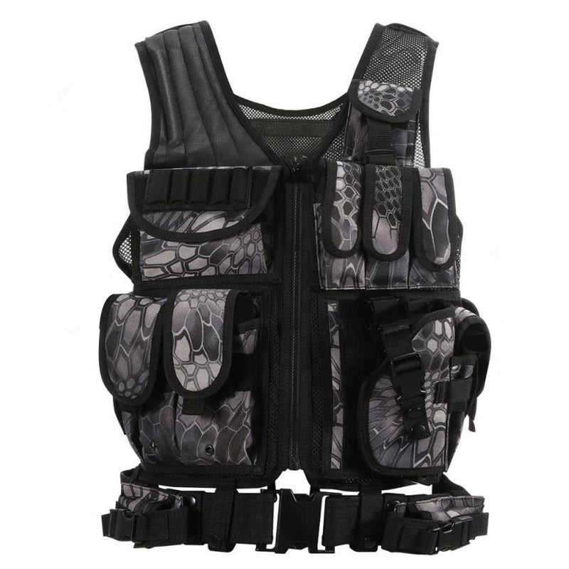 Tactical Vest - Durable Mesh Vest with Holster and Detachable Belt for Pistols