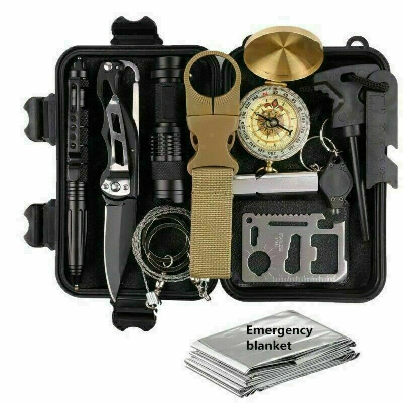 14-in-1 Outdoor Survival Kit with Multi-Functional Tools for Camping, Hiking and Emergencies