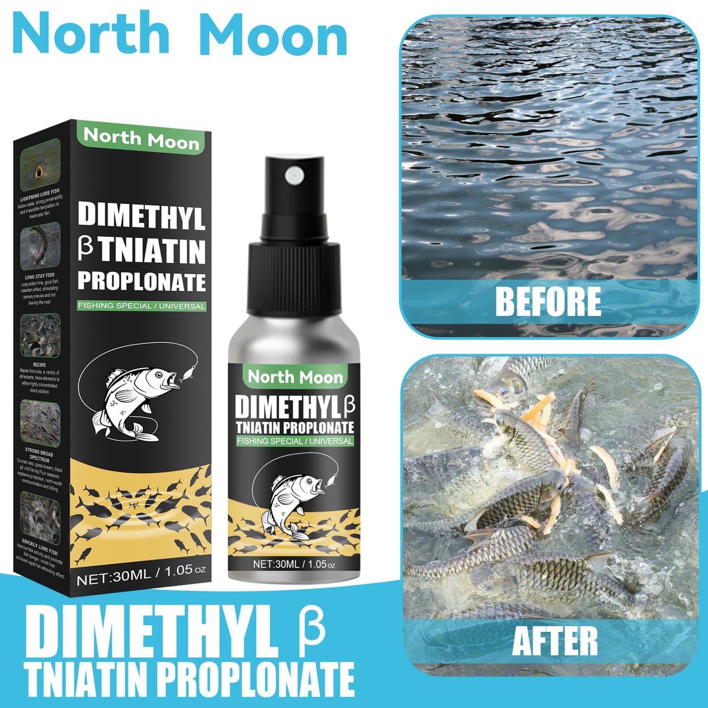 North Moon Bait Phagostimulant Dimethyl Tniatin Proplonate Fishing Additive - 30ml