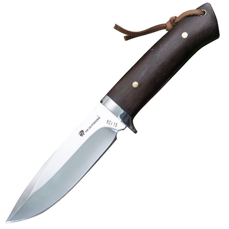 Outdoor Survival Self-defense Portable 5Cr15 Hunting and Fishing Knife with Leather Sheath